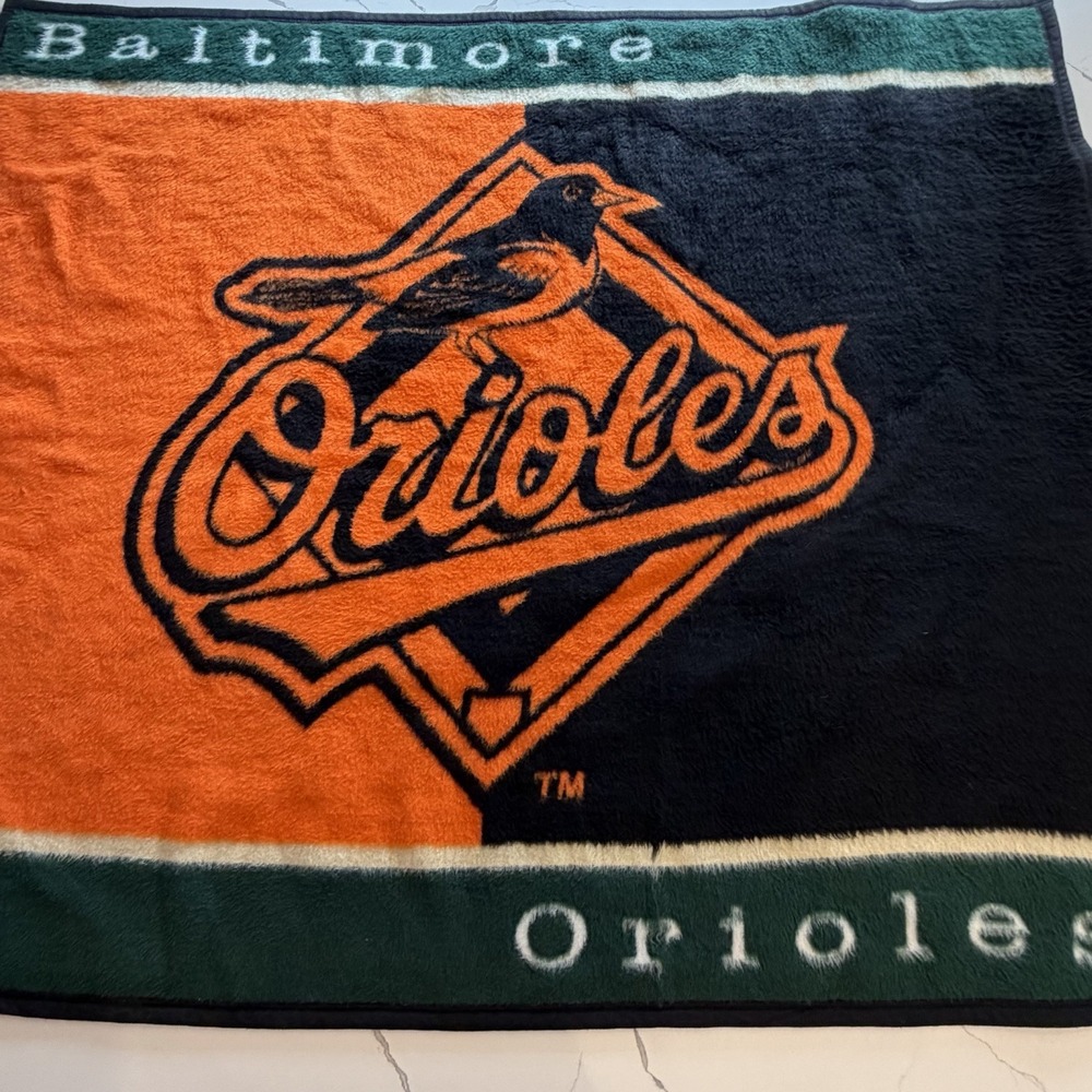 Vintage Biederlack Maryland Orioles Throw Blanket Made in USA 55x47